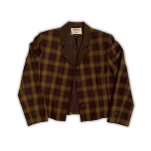 Kasper for A.S.L Gothic Dark Fantasy Fall Plaid Blazer Women's Sz 12 Short Cut